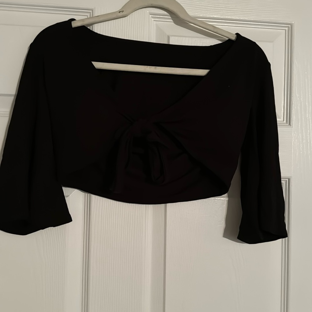 Black tie front cropped long sleeve Brami